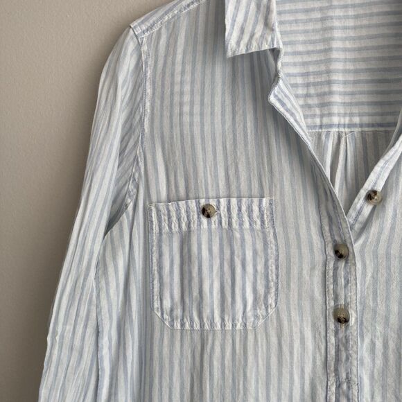 Toad & Co Womens White Blue Striped Indigo Ridge Popover Blouse Size Small - Picture 3 of 11
